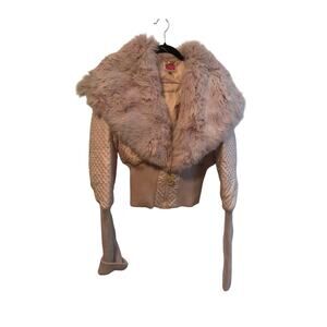 Fetish Pink Quilted Fur Coat Large Y2K Style